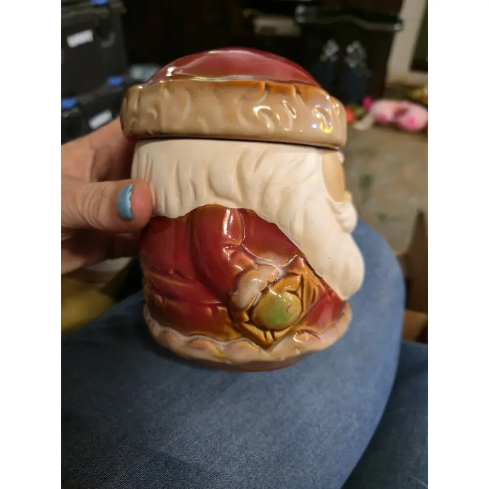 Vintage Gibson Santa Claus Cookie Jar Canister Christmas Kitchen Decor 7